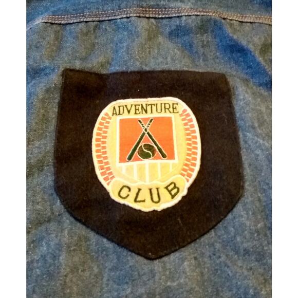 Vintage Handmade Unbranded Denim Jacket Unisex XL Adventure Club Patchwork Art - Picture 2 of 9
